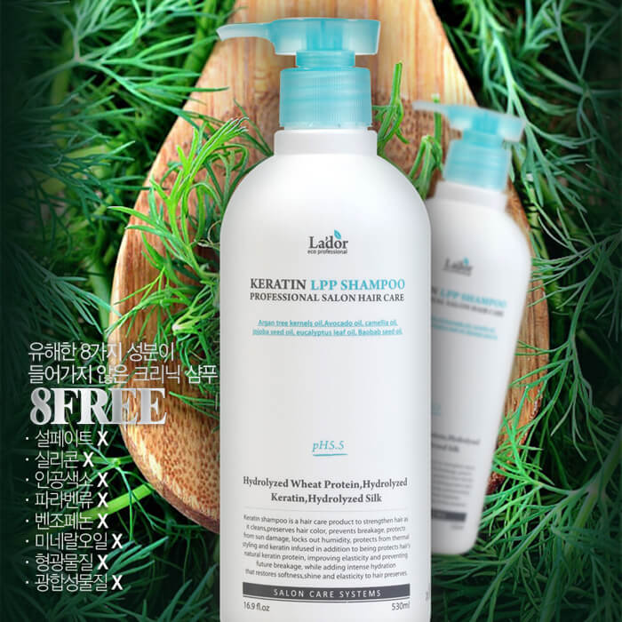 Безсульфатный шампунь для волос с кератином Lador Keratin Lpp Shampoo PH 6.0 530мл- фото2