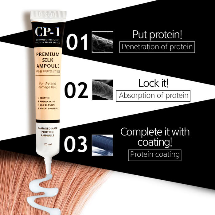 Несмываемая сыворотка для волос с протеинами шелка Esthetic House CP-1 Premium Silk Ampoule 150 мл - фото3