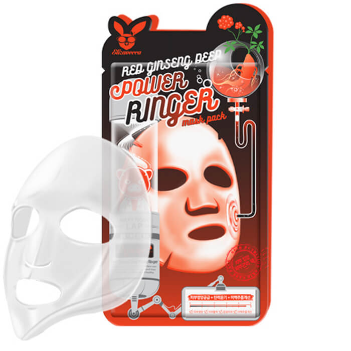 Тканевая маска для лица Elizavecca с Красным Женьшенем RED gInseng DEEP PQWER Ringer mask pack - фото