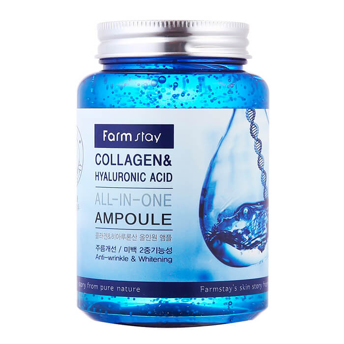 Многофункциональная ампульная сыворотка FarmStay Collagen Hyaluronic Acid All-In-One Ampoule с гиалуроновой кислотой и коллагеном - фото
